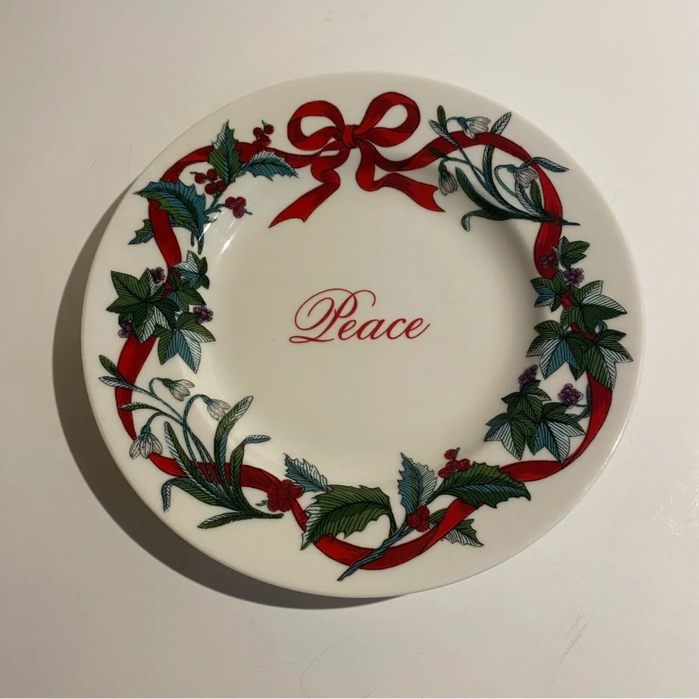 Martha Stewart Collection Holiday Salad Plates Set 4 Noel Cheer Joy Peace Macys